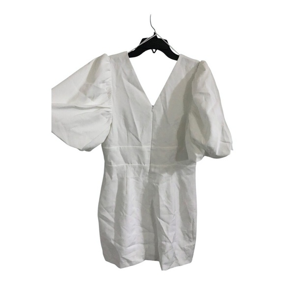 Endless Rose Puff Sleeve white Cut Out v-neck Mini Dress size large new - Picture 8 of 12